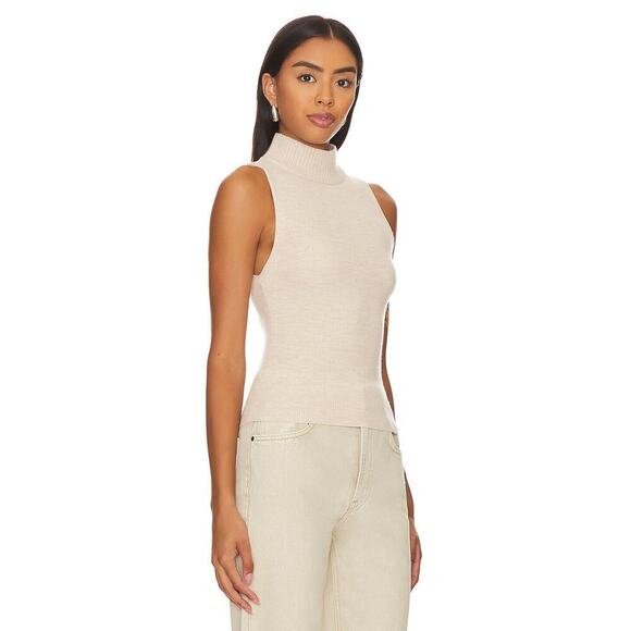 Alice and Olivia Darcey Single Layer Turtleneck Top Almond Heather Size L - Picture 2 of 8